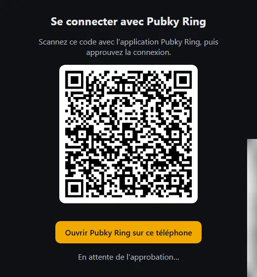 The Pubky Ring sign-in page (QR code blurred)